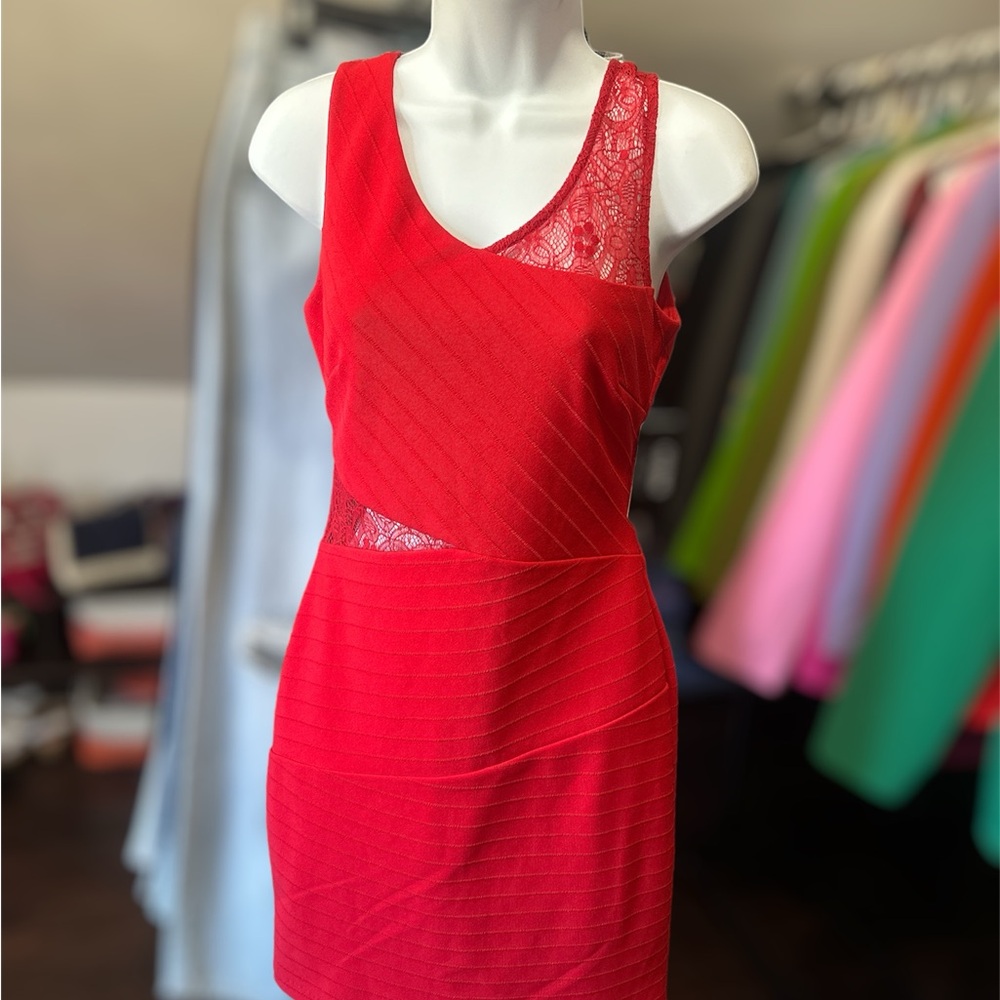 Guess Red Lace Mini Dress